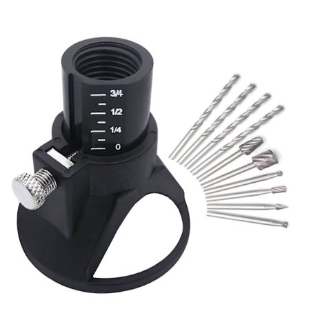 Tilbehørssett for roterende multiverktøy med skjæreguide og bor for kontrollert skjæring, 11 deler