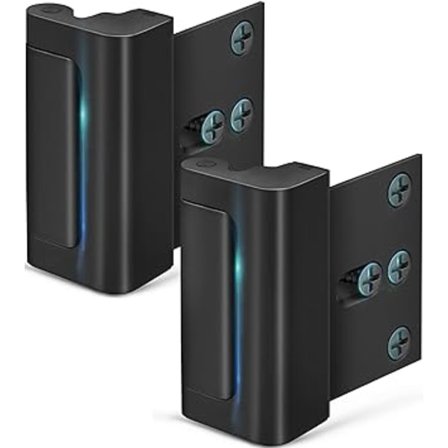 (Sort-2 Pakke) Hjemmesikkerhed Dørlås, Børnesikker Dørforstærkningslås med 3 tommer stop Modstår 800 lbs til indadgående svingdør, Opgraderet Nat L