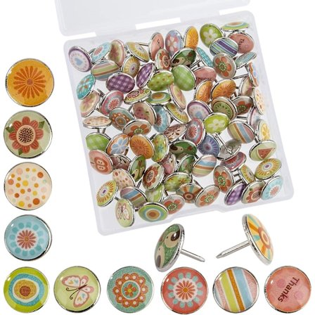 100 st Dekorativa Push Pins Kreativa Runda Push Pins för Anslagstavla DIY Foto Kort Korktavlor