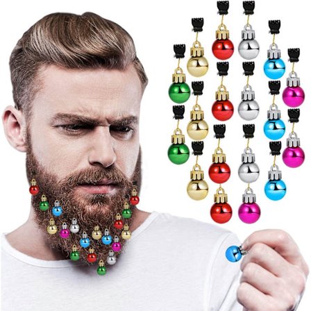 24 stk julekule skjeggpynt ornamenter fargerik jul