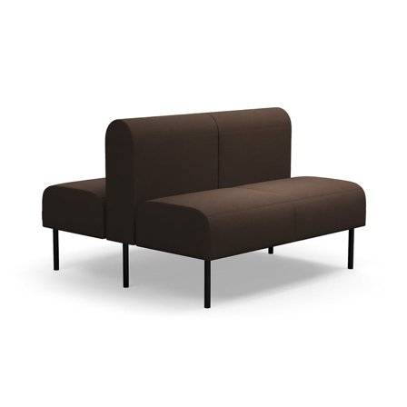 Modulsoffa VARIETY, 2-sits, dubbel, tyg Blues CSII, mörkbrun