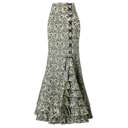 Kvinnors Retro Skiktad Volang Maxi Lång Sjöjungfrukjol Grey L