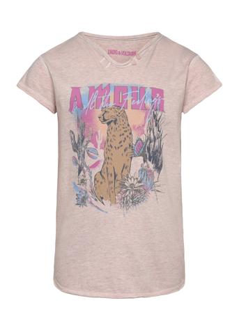 Short Sleeves Tee-Shirt Tops T-shirts Short-sleeved Pink Zadig & Voltaire Kids