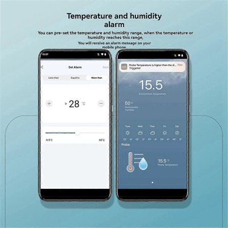 Tuya Smart Home WiFi Temperatur- og fuktighetssensor med 1M ekstern probe App Fjernvisning Temper