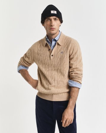GANT Herren Lambswool Zopfstrick Polopullover (XL)