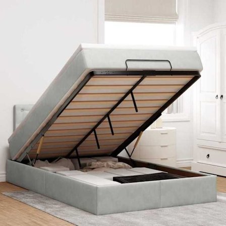 Maison Exclusive - Ottoman säng med madrass och LED ljus grå 120x190cm sammet