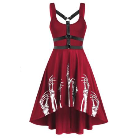 Halloween Ärmlösa Vintage För Kvinnor Red Xl