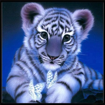Diamond Painting Fyrkantiga Pärlor 50x50 Cm 5d Diy Djur Tiger Blå