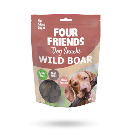 FourFriends Dog Snacks Wild Boar 200g - Matskåler, Hundegobiter & Tyggeben til hund & katt på Doggie.no - Hundegodbiter, Tyggebein & matskåler