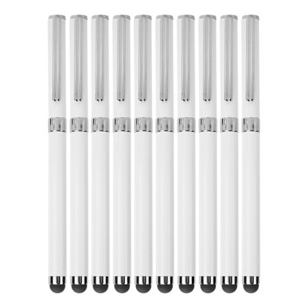 10 st pennor med kapacitiv pekskärm 2-i-1, metallkulspetspennor, datortillbehör, vita