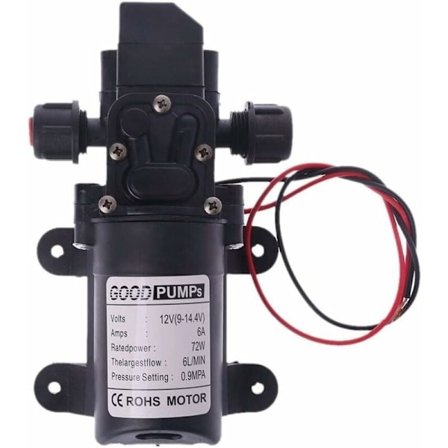 12v Bobil Vannpumpe DC 12V 60W 130PI 6L/Min Høytrykks Vannpumpe Membran Selvsugende Pumpe Bobil Vannpumpe (Spenning: 12V) KLB