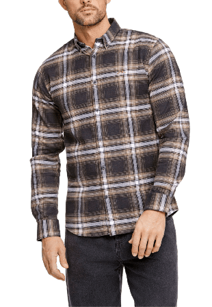 Lindbergh Brushed checked Shirt L/S Skjortor Herr Brun L