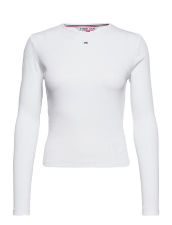 Tjw Bby Essential Rib Ls T-shirts & Tops Long-sleeved Hvit Tommy Jeans*Betinget Tilbud