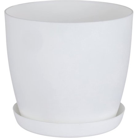 White Garden Ornaments White Pots with Saucers - Outdoor Flower Pots with Matte Finish and Tray - Pots with Saucers White