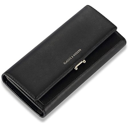 Dam Läder Clutch Plånböcker Stor Kapacitet Pengar Organizer Multi Kort Myntväska