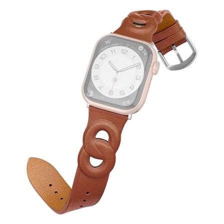 Apple Watch (45 mm) klockarmband i äkta läder med dubbla ringar - Brun
