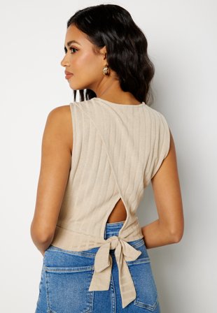 BUBBLEROOM Luisa tie back top Beige Klær