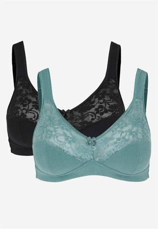 Cellbes of Sweden - Spileløs myk BH Anna 2-pack i støvet petrol + svart for damer i størrelse 115E
