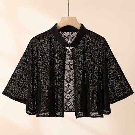 Rose Jacquard Polyester Sjaler Solbeskyttelsestørklæde SORT