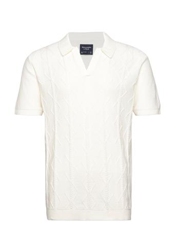 Anf Mens Sweaters Polos Short-sleeved Vit Abercrombie & Fitch