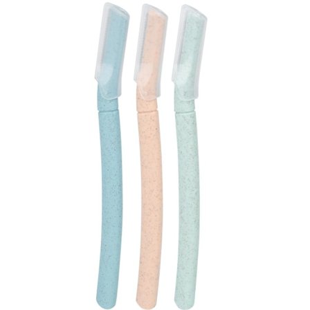Ansiktsrakhyvlar för kvinnor 3-pack Set Eyebrow Razor Shaper Ögonbrynstrimmer Ansiktshår Peach Fuzz Remover (färgad)