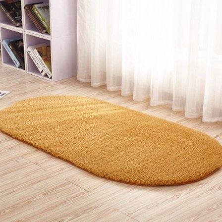 Oval tjock plyschmatta för vardagsrum sovrum-Khaki