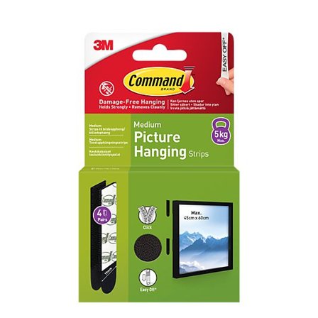 COMMAND Strips for oppheng av bilder sort mellomstor 4 par/8 strips