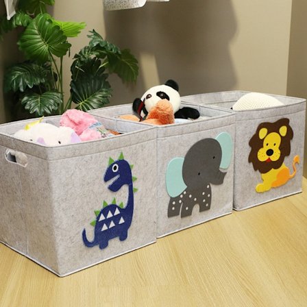 Opbevaringskasser, sæt med 3, skuffer, kasser, foldbare opbevaringskuber med håndtag, til børneværelser, legerum, soveværelser, 30 x 30 x 30 cm