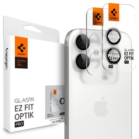 Spigen Optik Pro GLAS.TR "EZ FIT" kameraskydd 2-pack för iPhone 16 / 16 Plus / 17 - Silver