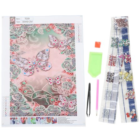 Rhinestone Maleri Farve Sommerfugl Mønster DIY Hjem Væg Dekoration Billede 30x40cm