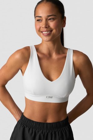 ICANIWILL - Essential Mid Support Sports Bra White - Sport-BH - Dam - Träningskläder från ICIW