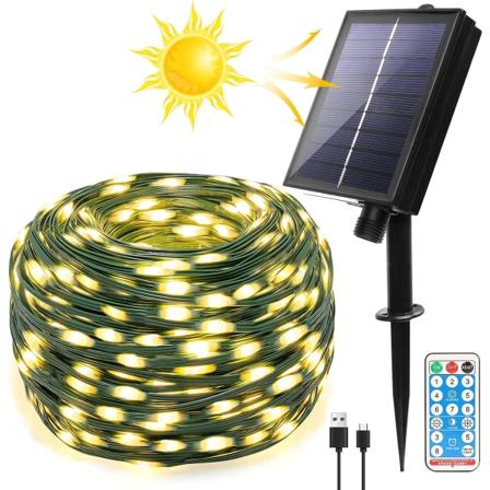 Ulkoilma aurinkopanelivalosarjat, 22M 200 LED ulkoilma aurinkopanelivalosarja