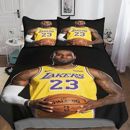 Mikrofiber Sengesæt, Lebron James Dynebetræk, Dynebetræk og Pudebetræk med Lynlåslukning, Dynebetræk til Mænd, Kvinder 135*200 CM