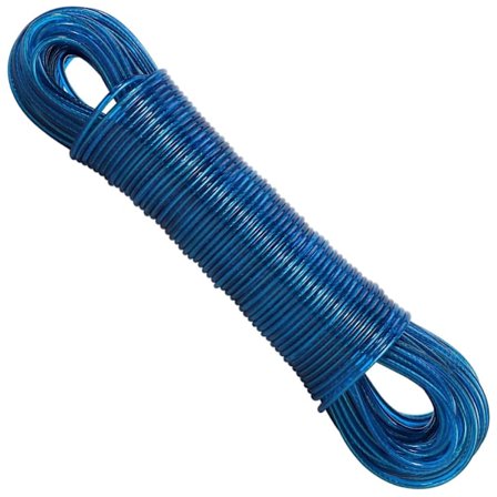 Kestävä ja vahva teräksinen pyykkinaru | 20 m / 65,6 jalkaa - Sininen | Paksu ja kestävä pyykkinaru sisä- ja ulkokäyttöön, sininen