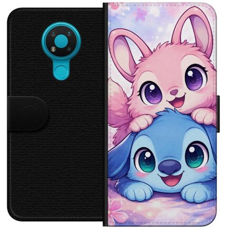Kompatibel Tegnebogsetui til Nokia Nokia 3.4 Sød kawaii illustration med pink og blå fantasidyr, store øjne og bløde farver perfekt til børnevær