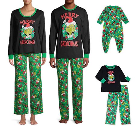 Jul Familie Grinch Pyjamas Pjs Voksen Børn Xmas Fest Nattøj Pyjamas Sæt#yyjfs210820
