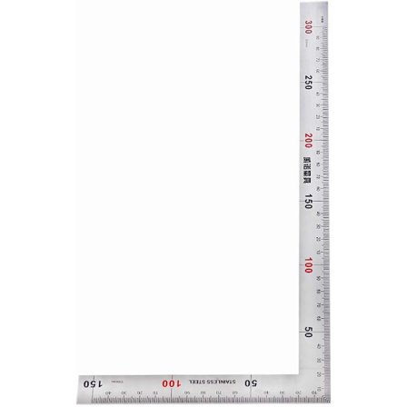 Rustfritt 90 graders L-formet firkantet linjal tosidig linjal metall