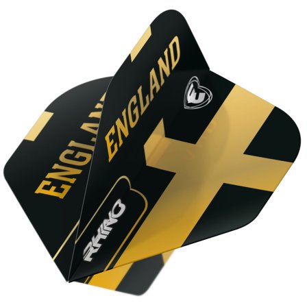 Winmau Rhino Standard Flights England 9 Extra Thick Black/Gold - Professional Dart Flights for Players - 3 Sets