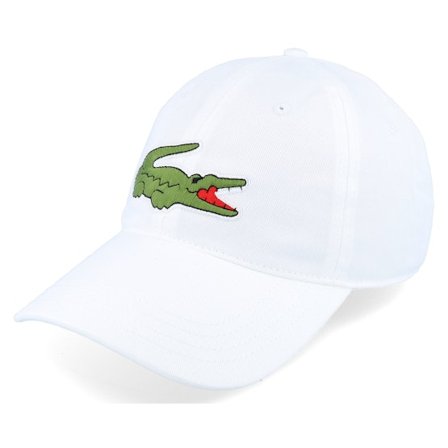 Lacoste - White unconstructed Czapka Z Daszkiem - Large Logo White Dad Cap @ Hatstore