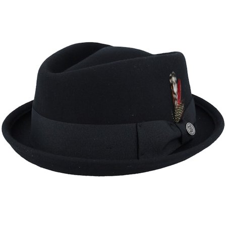 Jaxon & James - Nero porkpie Cappello - Crushable Diamond Crown Black Pork Pie @ Hatstore