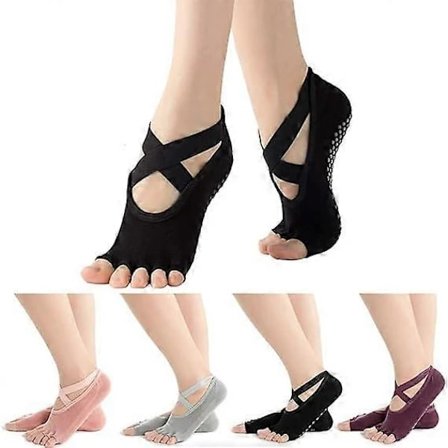 4 paria liukuesteisiä pilates-sukkia, joogasukkia naisille, naisten joogasukkia varpailla, pitävät pilates-sukat balettipilates-tanssiin