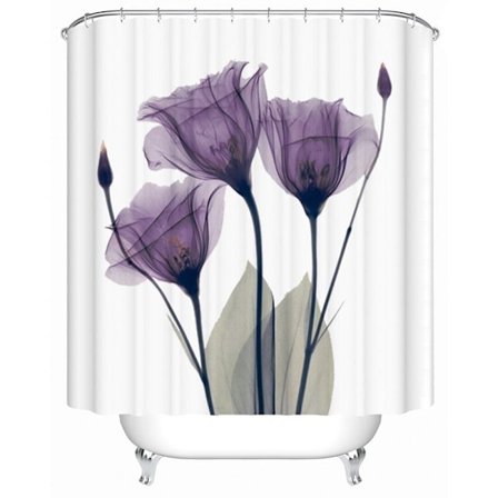 Vattentät Duschdraperi Blomma 180 x 180 cm Vattentät Polyestertyg Duschbad Gardiner med 12 Krokar för Heminredning