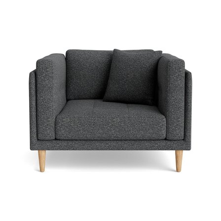 Cali Sessel in Puente Grau/Blau, moderner Polstersessel mit extra breiter Sitzfläche von 72cm, bequeme Polsterung, Gesamtbreite 76cm.