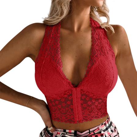 Sexig V-ringad Spetsväst För Kvinnor