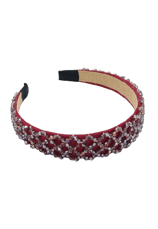 Complement Diadem Med Fasetterade Stenar 2,8 Cm Hårband Dam Röd 7-10 liter