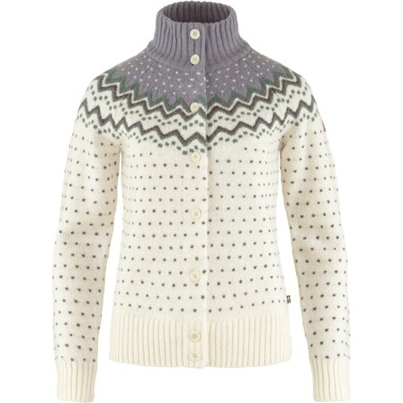 Fjällräven Women's Övik Knit Cardigan in Chalk White/Flint Grey, Wolle | Size: XL