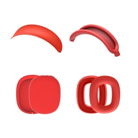 Hodetelefoner Silikon Øreputer Hodebånd for AirPodsMax Hodetelefoner 360° Full Beskyttelse Rød