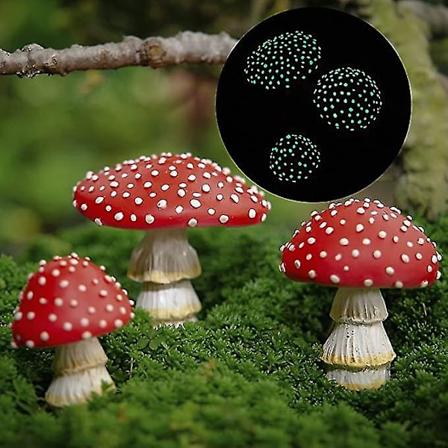 Loistava Punainen Sienimaisema Mikromaisema Puutarhakoriste Ornamenttisuunnittelu 1 (3) Punainen