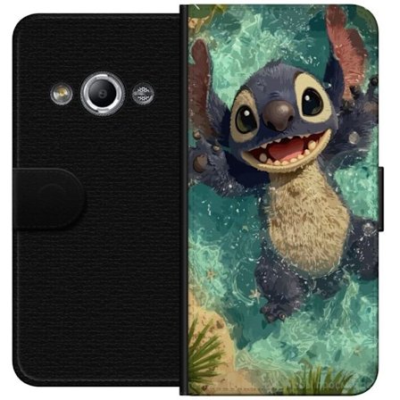 Kompatibel Tegnebogsetui til Samsung Galaxy Xcover 3 Glad blå fantasivæsen der leger i krystalklart vand, sprudlende energi, tropisk stemning og hø