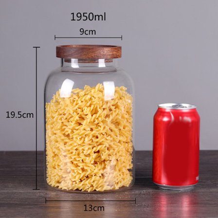 Stor kapacitet hushållsglas förvaringsburk förseglade burkar med trälock Kök spannmål bönor mat godis förvaringsbehållare